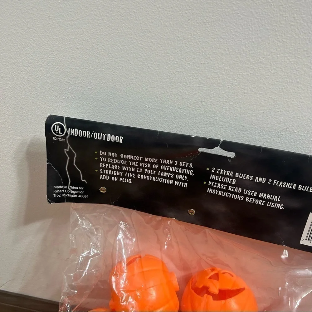Vintage Blow Mold Pumpkin Lawn Lights Set of 10 NEW Orange Halloween Decorations